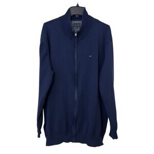 Eden Park Men’s Navy Full Zip Sweater 100% Cotton 5XL French Luxury Brand